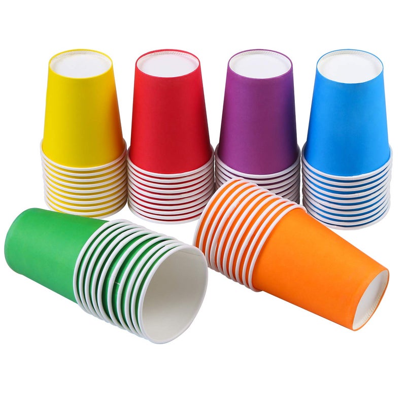 URATOT 60 Pieces 9 Ounce Disposable Paper Cups Party Cups Drinking Cups for Party, DIY and Holiday, 6 Colors - Image 1